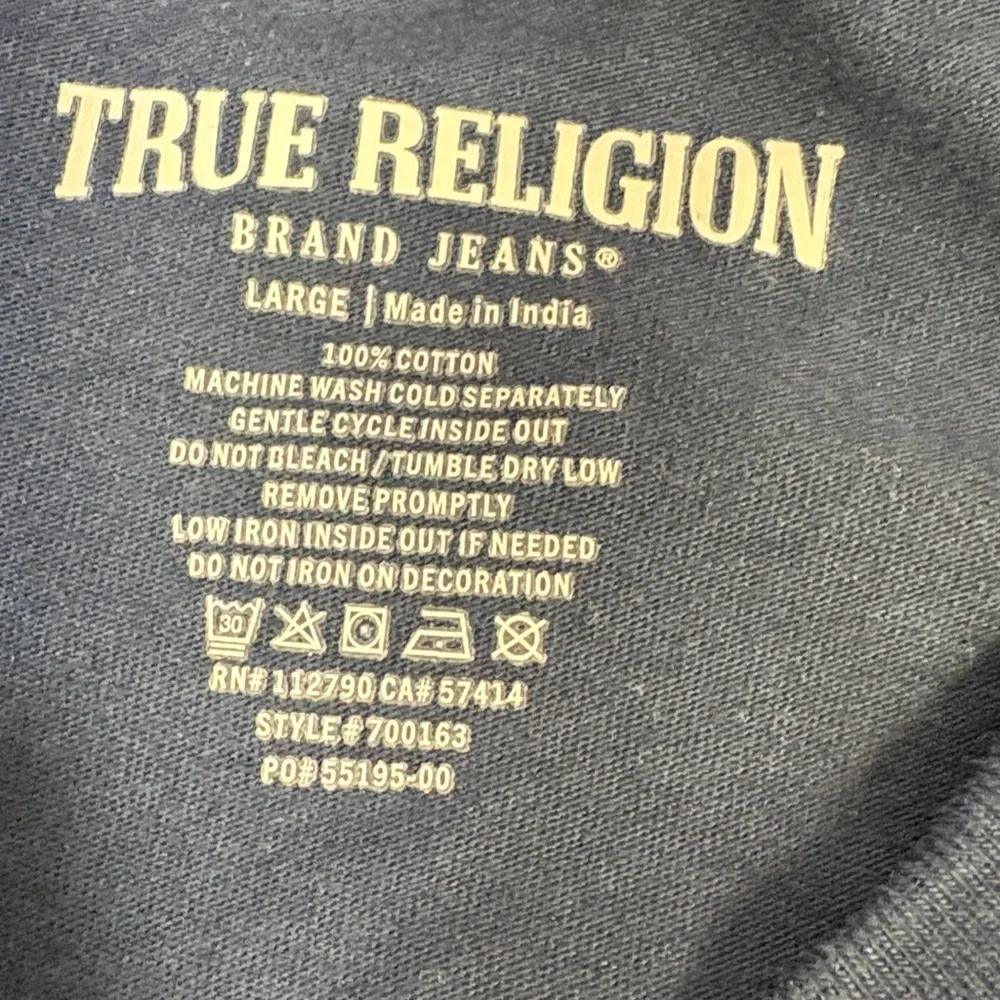 True Religion World Tour Logo Graphic Tee – Navy Blue | Size Large